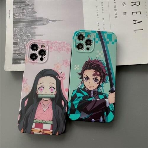 Anime Demon Slayer Cartoon Phone Case For IPhone 12Pro XR 11Pro 8Plus Kimetsu No Yaiba Soft Kimetsu No Yaiba Capa