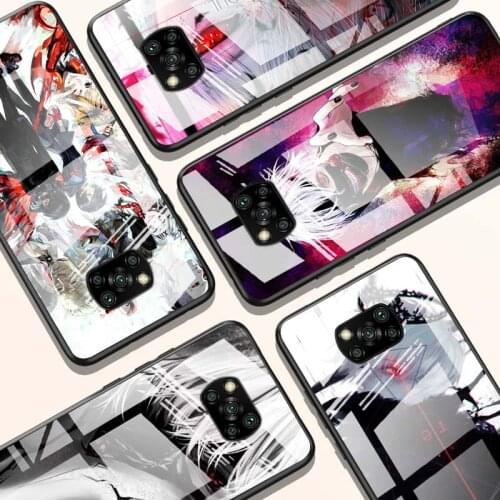 Anime Tokyo Ghoul for Xiaomi POCO X3 NFC F3 M2 X2 F2 Redmi K30 Redmi Note 9 Pro Luxury Tempered Glass Phone Case Cover