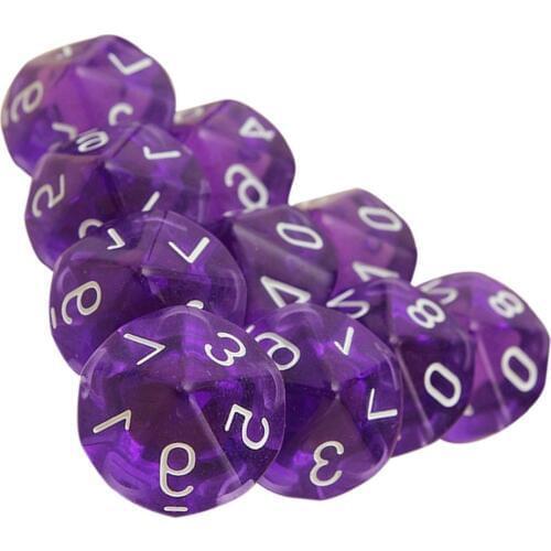 Ten Sided Gem Dice Die for RPG Dungeons&Dragons Board Table Games Transparent Purple 10-PCS D10