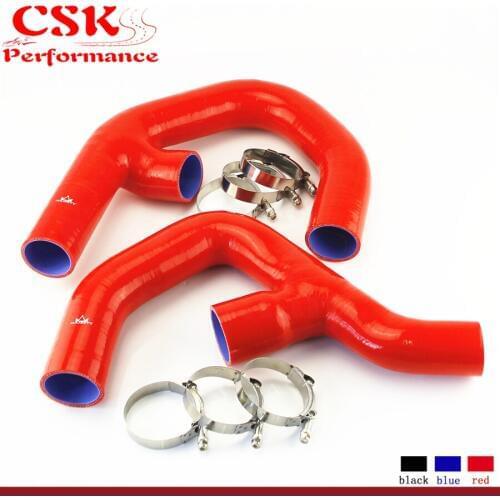 For A3 Golf GTI Jetta MKV 2.0T Turbo FSI Silicone Intercooler Hose w/Clamps Black / Blue/Red