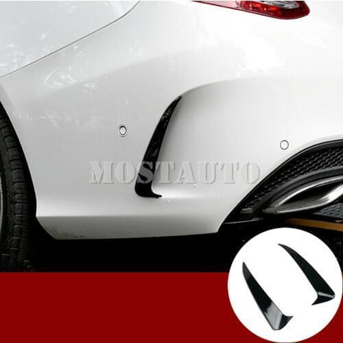For Benz C Class W205 C43 C63 AMG Black Rear Bumper Spoiler Air Vent Trim Cover 2014-2019 2pcs Car Accessories Interior