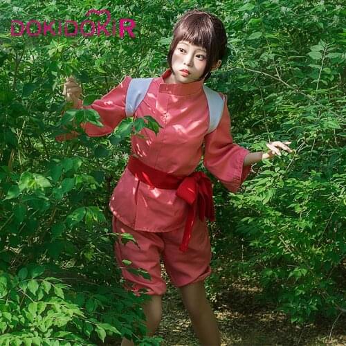 DokiDoki-R Movie Spirited Away Chihiro Ogino Cosplay Costume Women Pink Cute Halloween Costume Chihiro Ogino Cosplay Wig