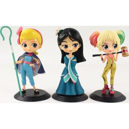 15cm Q Posket Harleen Quinzel Mulan Bo Peep Shepherdess PVC Action Figure Toys Doll Qposket Models For Kids Gifts