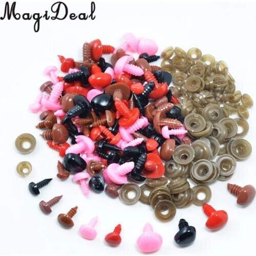 100 Pieces Mixed Color Eyes and Noses for Bear Doll, Puppet, Plush Animal Making Toy Accessories