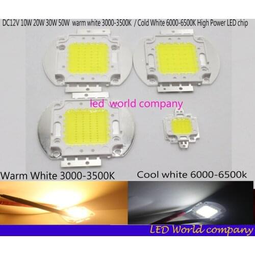 Cold White 6000-6500K 10W 20W 30W 50W High Power LED chip DC 12V COB Integrated LED lamp Diodes DIY Floodlight Spotlight Bulb