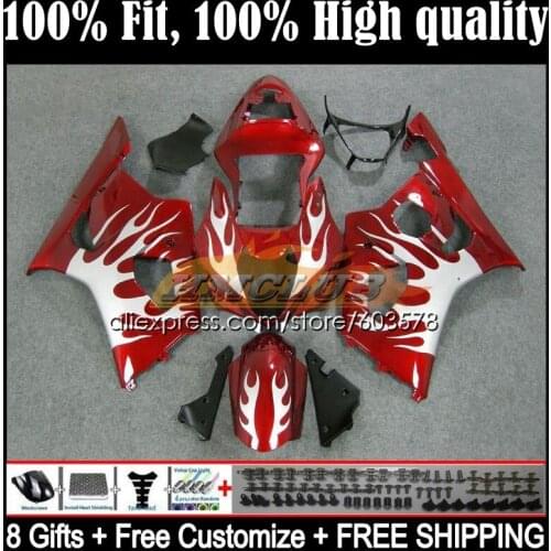 Injection For SUZUKI GSXR-1000 1000CC GSXR1000 K3 9CL.54 GSX-R1000 GSX R1000 03 04 GSXR 1000 CC 2003 2004 Fairing Silver flames