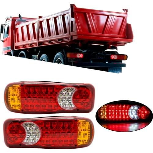 2 PCS Waterproof 46 LEDs Taillights Trailer Truck Stop Rear Tail Light Auto Car Signal Lamp Caution Lights Fog Light Bulbs