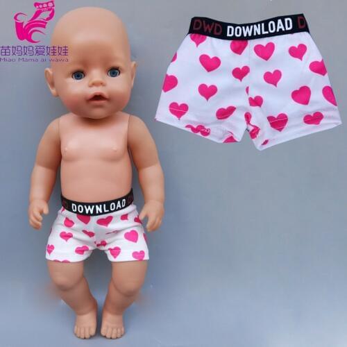 Doll short pants 43 cm baby doll red heart underwear 18 inch girl boy doll under pants doll clothes