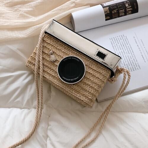 Mini Summer Women Shoulder Bag Hand Made Exquisiteness Straw Bags Woven Flap PU Pastoral Rattan Girls messenger Bag Camera Beige