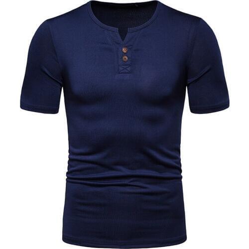 Henley Shirt Men 2020 Summer Fashion V Neck Short Sleeve Tee Shirt Homme Casual Design Mens T-shirts Tops