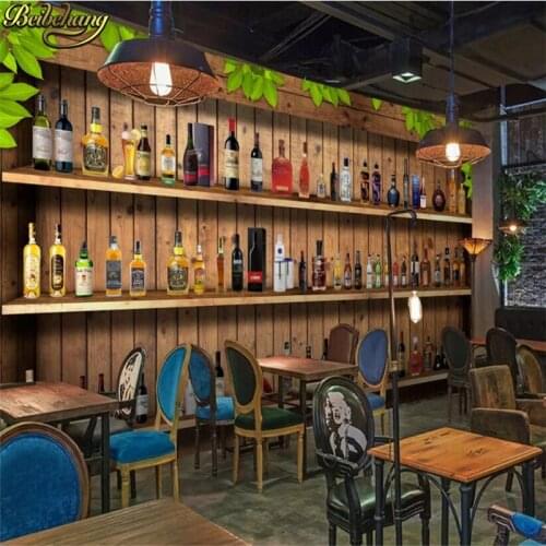 Beibehang Custom Mural Wallpaper Background Bottle Shelf Restaurant Home Decor Wall Covering Living Room wine rack Wall Painting