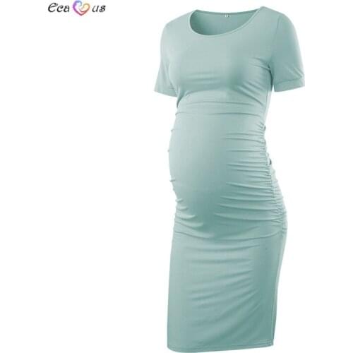 Maternity Dresses Womens Maternity Bodycon Ruched Side Dress Casual Short Sleeve Pregnant Dress Daily Wearing Or Baby Shower
