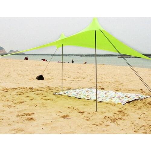 Beach Sunshade Lightweight Portable Beach Parasol, Sun Shade Tent With Sandbag UV Lycra Canopy For Outdoor Fishing Camping