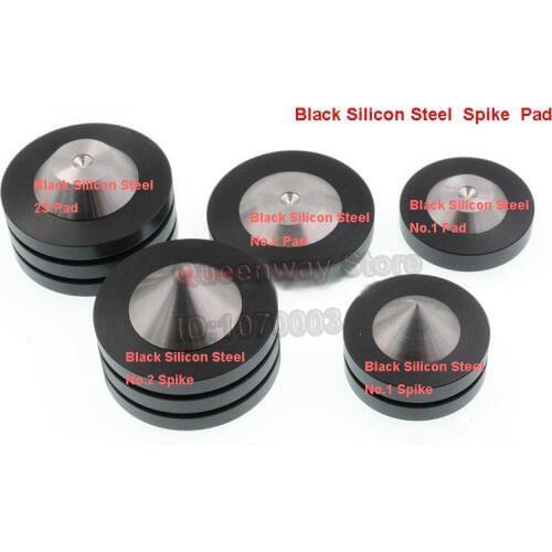 Black Silicon Steel Spike Stand Pad CD Turnable Pre-AMP Stainless Steel