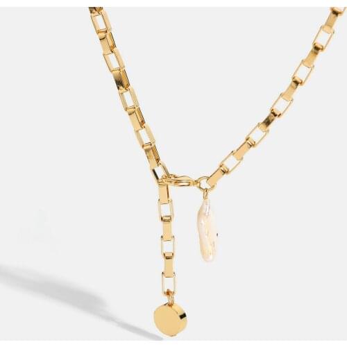 Natural Freshwater Pearl Pendant Necklace For Women Gold Plated Box Chain Y Shape Lariat Necklace Choker For Summer