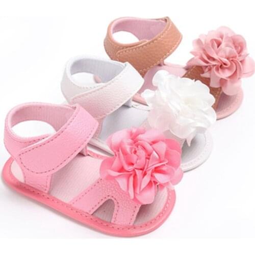 Summer Baby Sandals Breathable Anti-Slip Flowers Girls Shoes Prewalker Newborn Sandals Toddler Soft Soled Crib Shoes 0-18M