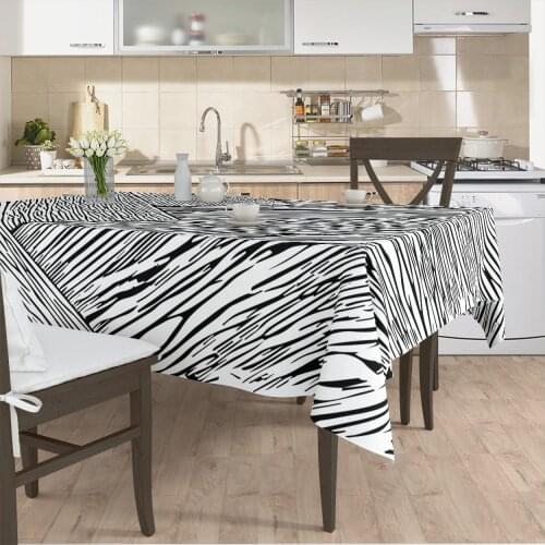 Tablecloth living room kitchen cover runner pattern black white line zebra pattern micro fabric cover free shipping