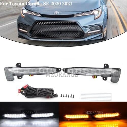 LED DRL For Toyota Corolla SE XSE 2020 2021 Daylight Yellow Turn Signal Car Headlamp Daytime Running Light foglights accessories