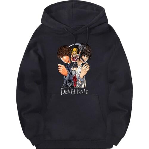 Streetwear Death Note Mans Sweatshirts Hooded 2020 Fleece Brand Pullovers Punk Hoody Long Sleeve Hoodies Black Moletom Homme