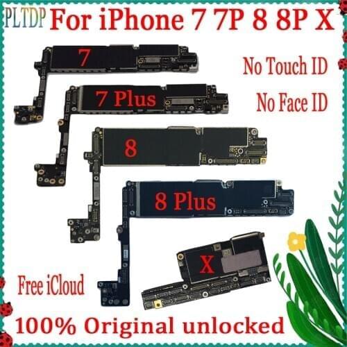Factory unlock for iphone 7 7 Plus 8 8 plus Motherboard without Touch ID,Free iCloud for iphone X Mainboard without face ID