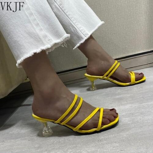 2021 Summer Pumps Sexy Snake Print Slippers Sandals Shoes Women Thin High Heels Square Toe Sandal Lady Pump Shoes Mules