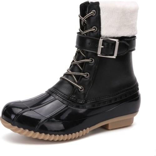 Women Winter Mid-Calf Boots Shoes Short Plush Ladies Fashion Snow Boots Super Warm Botas Zapatos De Mujer Buckle Leather PW114