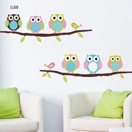 Animal cartoon owl tree vinyl wall sticker for kids rooms home decor living room decoration Mural Decal child stickers wallpaper