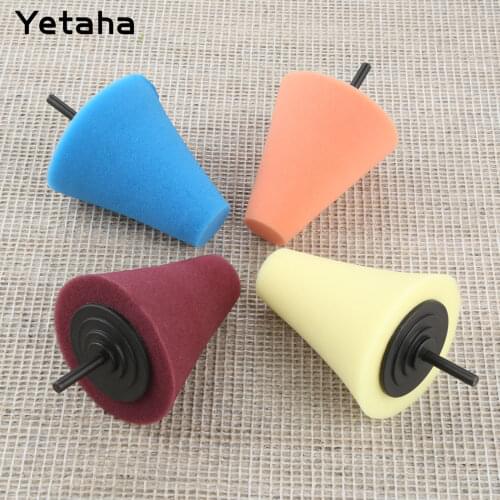 1Pc Burnishing Foam Sponge Cone Shaped Polishing Buffing Pads For Car Wheel Hub Care Metal Pad Soft Type Car Cleaning Wax Tool