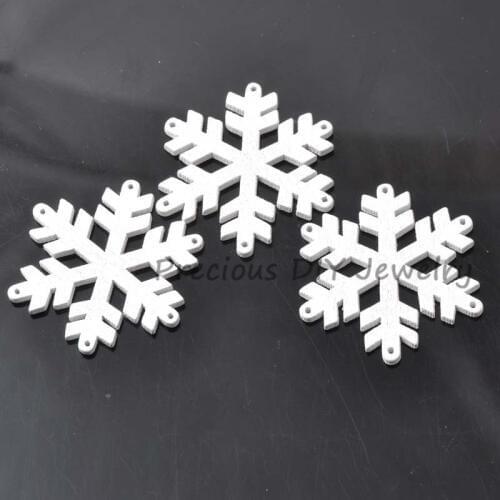 100pcs 36mm Christmas Snowflake wooden Scrapbooking Craft Charms for Home decoration MT0252