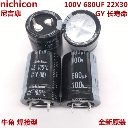 2PCS/10PCS 680uf 100v Nichicon GY 22x30mm 100V680uF Snap-in PSU Capacitor