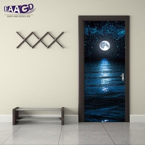 2Pcs/Set Flower Door Art Decor Home Creative DIY 3D Door Stickers Pattern for Wall Room Home Door Decor Decoration