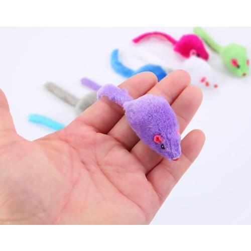 3Pcs / Lot For Cats Kitten Plush False Mouse Pet Cat Bite Plush Toys Feather Rainbow Ball Toy Cats Mini Funny Playing Toys