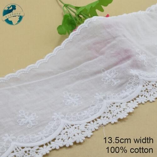 3yards 13.5cm wide 100% Cotton embroid lace sewing ribbon guipure trim wedding decoration DIY colthes Accessories lace edge#4013