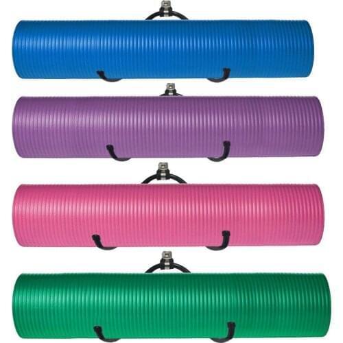 4 Wall Mount Yoga Mat Foam Roller & Towel Rack Holder for Fitness Class Home Gym