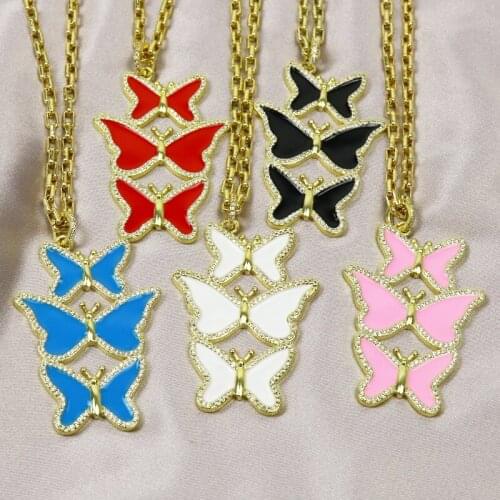 5 Pcs Enamel Butterfly Pendant Necklace Jewelry Pendant Necklace Jewelry Accessories Jewelry Necklace Gift 51820