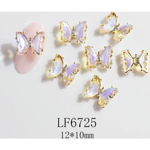 5pcs/set Japanese style manicure Butterfly Jewelry stereoscopic Aurora mirage AB shiny crystal butterfly accessories nail
