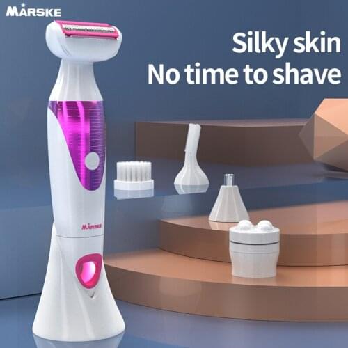MARSKE 5 In 1 Portable Electric Hair Removal Women Epilator Painless Lady Shaver Private Shavers Body Depilator USB Recharge