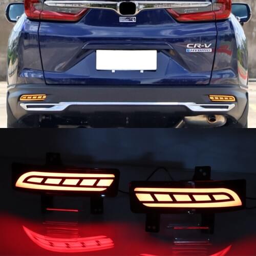 Car Flashing 2PCS Reflector For Honda CRV CR-V 2020 2021 LED Rear Bumper Light Rear Fog Lamp Auto Bulb Brake Light turn signal