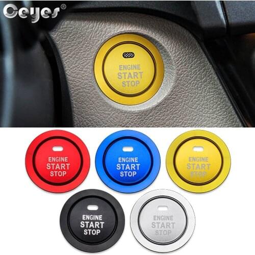 Ceyes Car Styling Accessories Start Stop Engine Covers Button Stickers Case For Toyota Corolla Camry Rav4 Yaris C HR Prius Rings