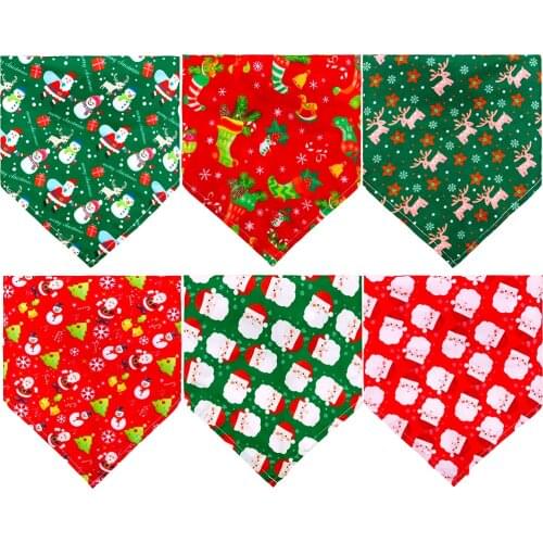 1pcs Polyester Christmas Dog Bandana Christmas Pet Supplies Dog Accessories Pet Dog Bandanas Scarf Samll Dog Cat Puppy Bandana