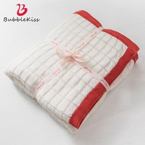 Bubble Kiss 2020 White Knitted Blanket Pure Cotton Home Sofa Decorative Blanket Photo Props Air Conditioning Blanket Hot Sale