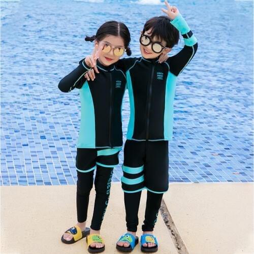 Bikini Girls Kids 2020 Child Swimsuit For Swimwear Female Swimming Long Sleeve Boys Split Medium Large Children Polyester Animal