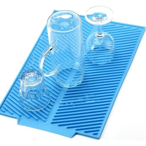 Large Mat For Drying Dishes Premium Heat Resistant Silicone Tableware Dishwaser Safe Pad Dinnerware Table Mat Placemat