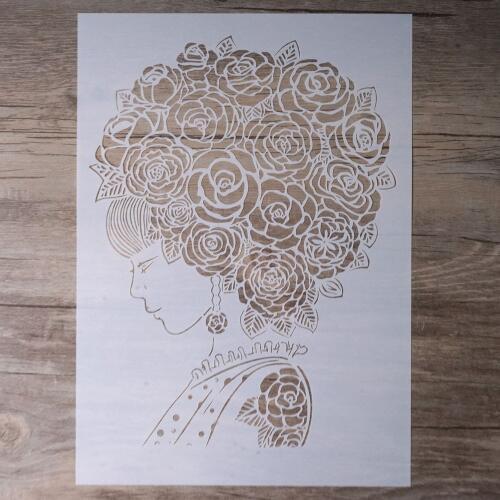 A4 A3 A2 DIY Craft Layering Lady Flower Stencil For Walls Painting Scrapbooking Stamping Album Decorative Embossing Paper Card
