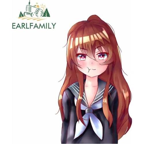 EARLFAMILY 13cm x 7.9cm For Toradora Windshield Car Stickers Sunscreen Decal Occlusion Scratch Creative Waterproof Decoration