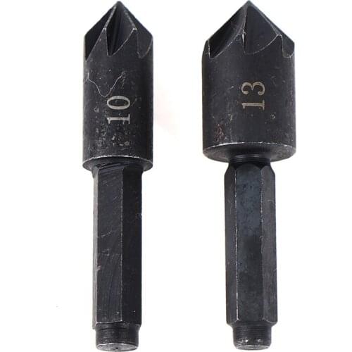 2PCS 7 Flute Sink Chamfer Cutter Countersink Drill Bit Carbon Steel 1/4 Hex Wood Board Chamfering Knife Grinder