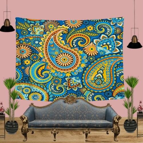Cyan and Blue Bohemia Printing Tapestry for Livingroom Photography Wall Decor