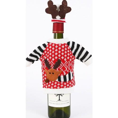 Hot Sale Christmas Elk Red Wine Bottle Set Champagne Wine Bottles Cover Christmas Decoration Party Supplies