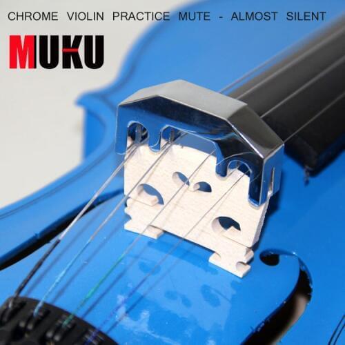 CHROME VIOLIN PRACTICE MUTE - ALMOST SILENT Metal Practice Mute for Violin & Viola