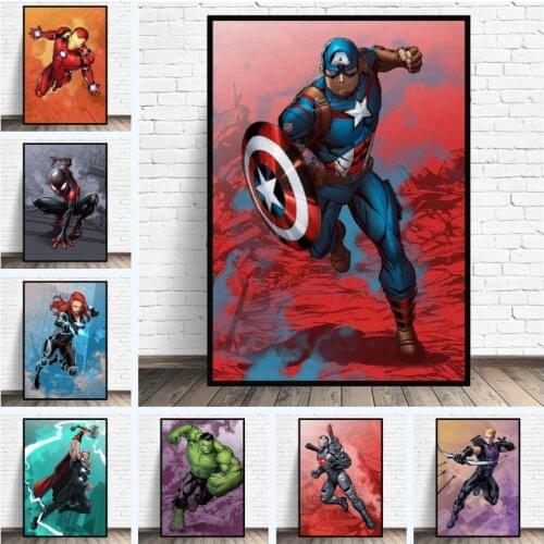 Superhero Anime Canvas Painting Spiderman Iron Man Wall Art Nordic Posters and Prints Room Decoration Pictures Living Home Decor